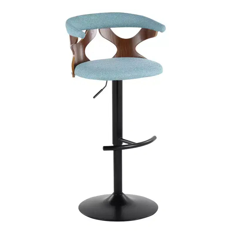 LumiSource Set of 2 Gardenia Adjustable Barstools Black Metal/Walnut Fabric