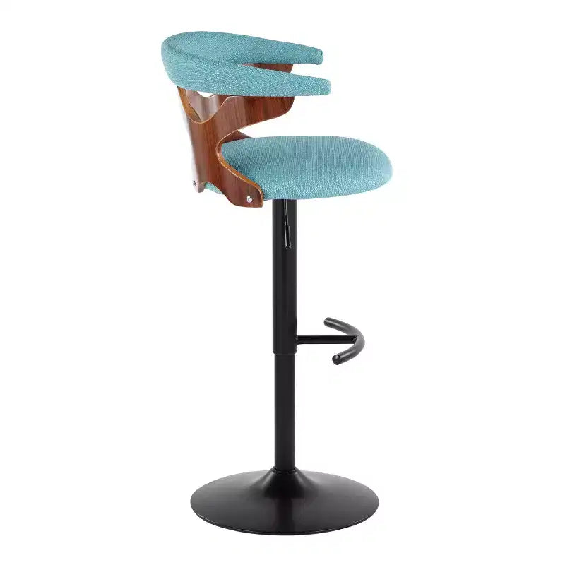 LumiSource Set of 2 Gardenia Adjustable Barstools Black Metal/Walnut Fabric