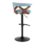 LumiSource Set of 2 Gardenia Adjustable Barstools Black Metal/Walnut Fabric