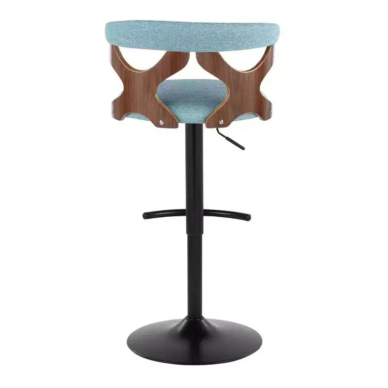 LumiSource Set of 2 Gardenia Adjustable Barstools Black Metal/Walnut Fabric