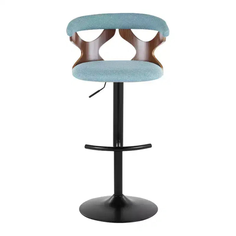 LumiSource Set of 2 Gardenia Adjustable Barstools Black Metal/Walnut Fabric