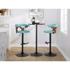 LumiSource Set of 2 Gardenia Adjustable Barstools Black Metal/Walnut Fabric