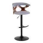 LumiSource Set of 2 Gardenia Adjustable Barstools Black Metal/Walnut Fabric