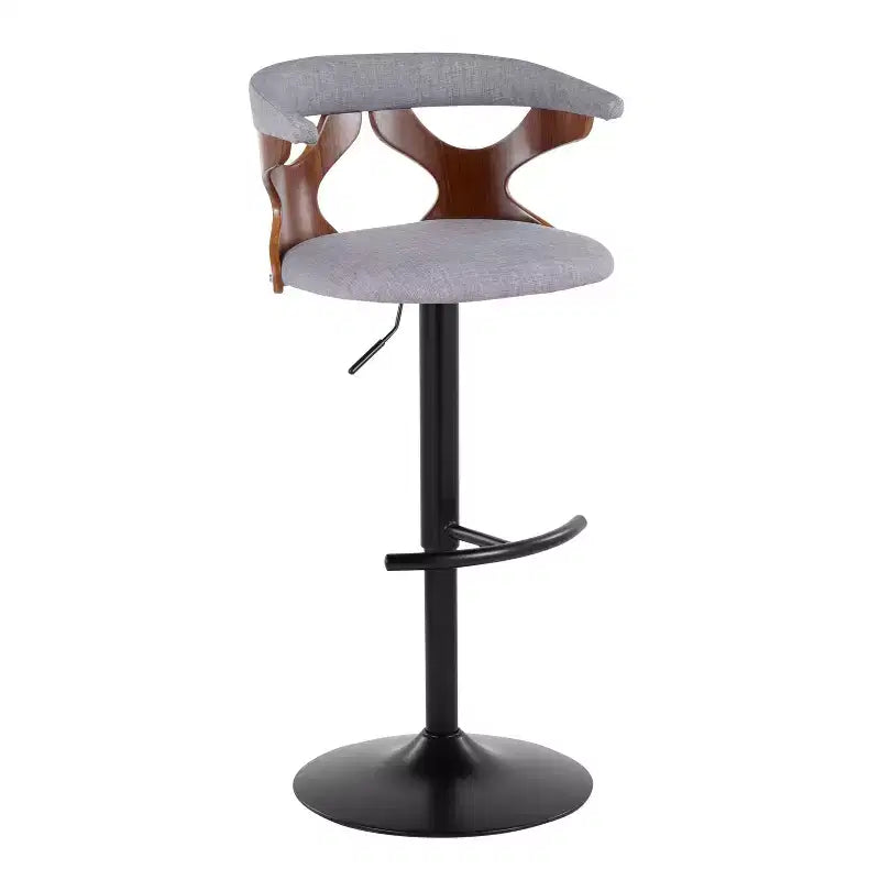 LumiSource Set of 2 Gardenia Adjustable Barstools Black Metal/Walnut Fabric