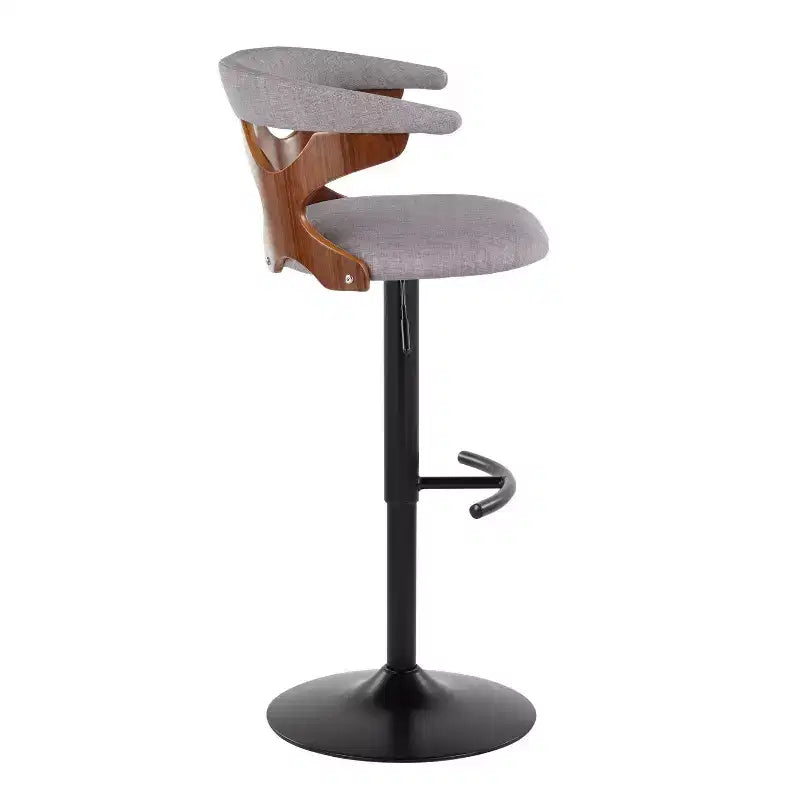 LumiSource Set of 2 Gardenia Adjustable Barstools Black Metal/Walnut Fabric