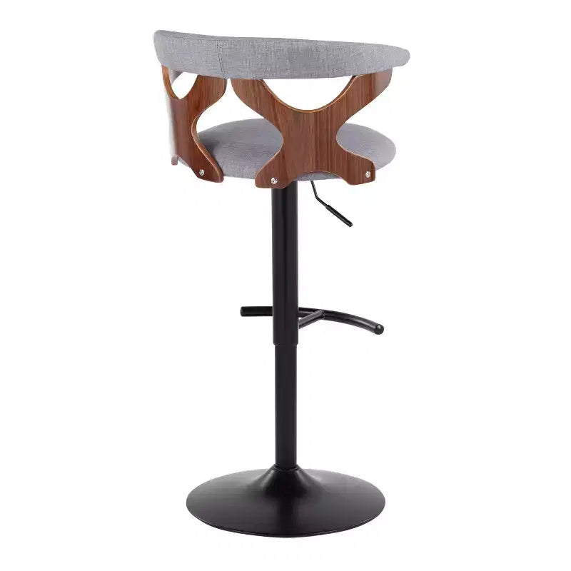 LumiSource Set of 2 Gardenia Adjustable Barstools Black Metal/Walnut Fabric