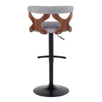 LumiSource Set of 2 Gardenia Adjustable Barstools Black Metal/Walnut Fabric