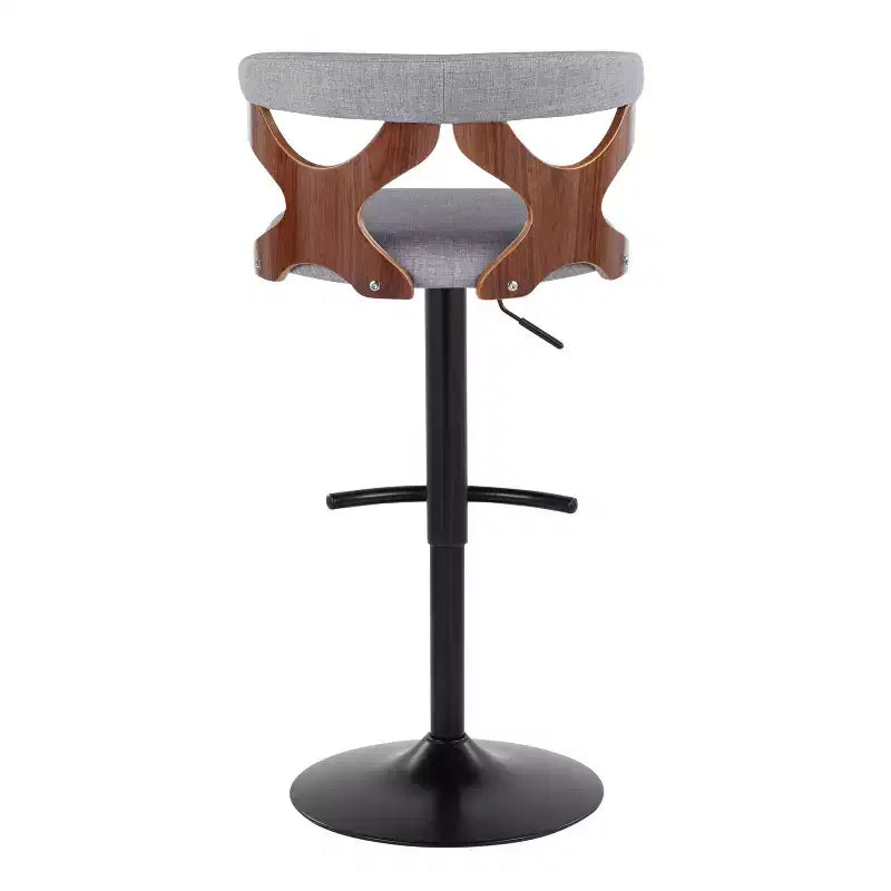 LumiSource Set of 2 Gardenia Adjustable Barstools Black Metal/Walnut Fabric