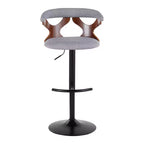 LumiSource Set of 2 Gardenia Adjustable Barstools Black Metal/Walnut Fabric