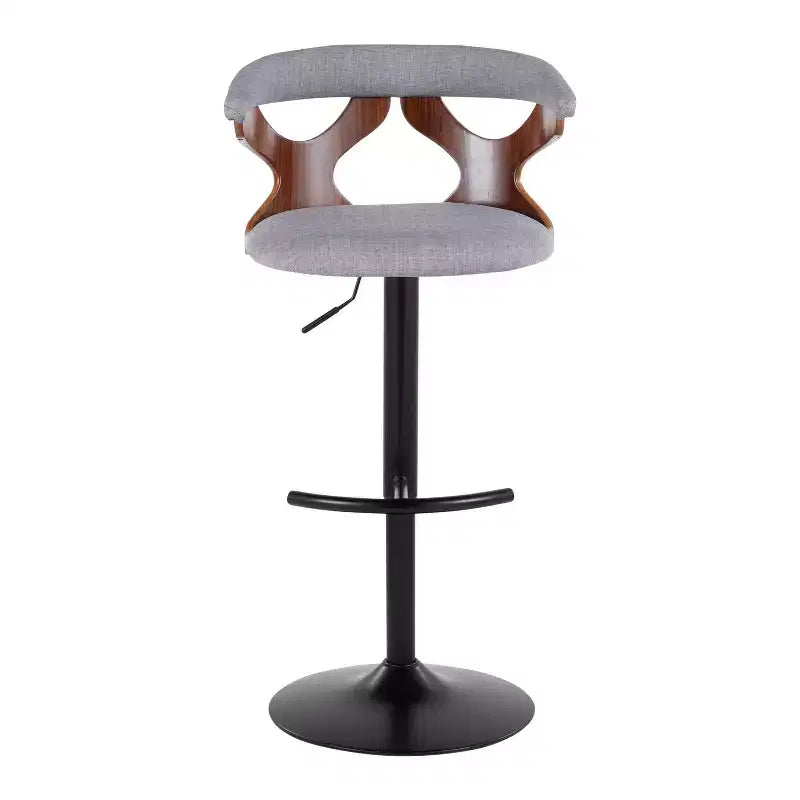 LumiSource Set of 2 Gardenia Adjustable Barstools Black Metal/Walnut Fabric