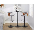 LumiSource Set of 2 Gardenia Adjustable Barstools Black Metal/Walnut Fabric
