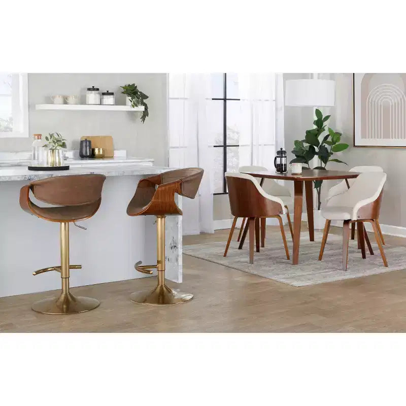 LumiSource Set of 2 Symphony Adjustable Barstools PU