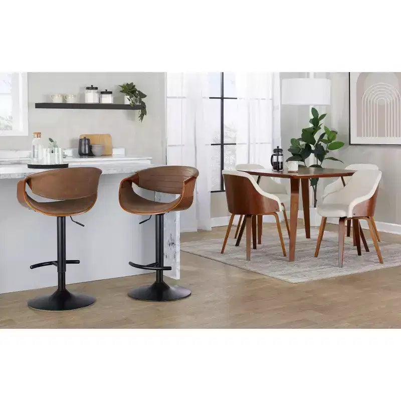 LumiSource Set of 2 Symphony Adjustable Barstools PU