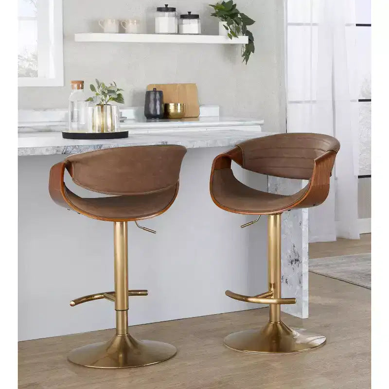 LumiSource Set of 2 Symphony Adjustable Barstools PU