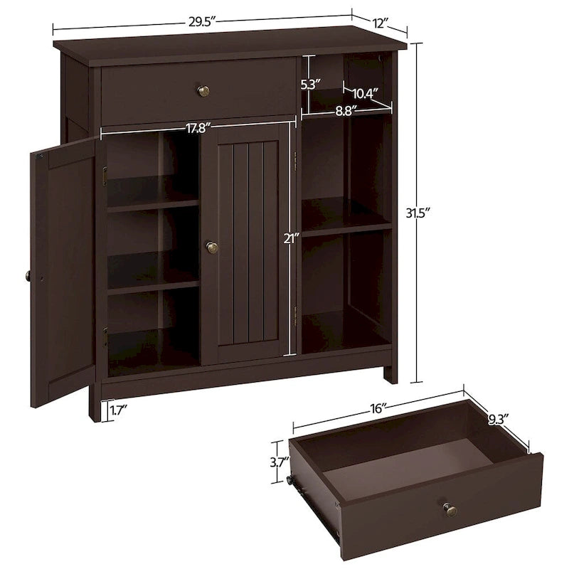 Yaheetech Mobile Bagno Autoportante con Cassetti Regolabili