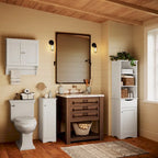 RiverRidge Ashland Single Door Narrow Bathroom and Laundry Storage Cabinet with Adjustable Shelves - White