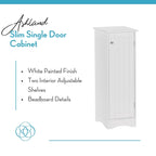 RiverRidge Ashland Single Door Narrow Bathroom and Laundry Storage Cabinet with Adjustable Shelves - White