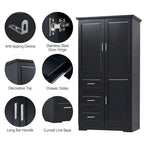 Tall and Wide Storage Cabinet with Doors for Bathroom,Three Drawers