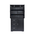 Tall and Wide Storage Cabinet with Doors for Bathroom,Three Drawers