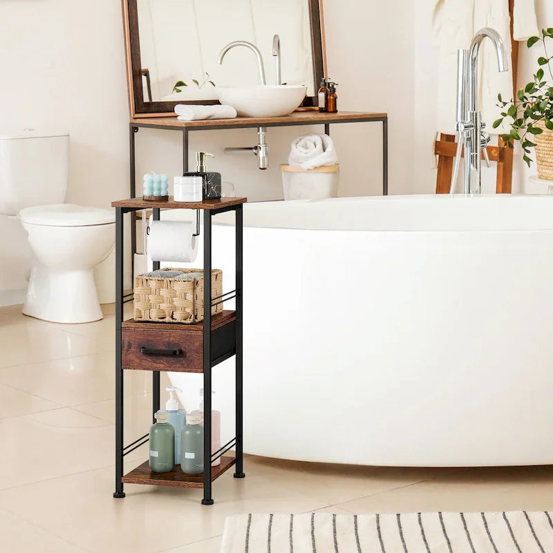 Mobiletto portarotolo da terra con cassetto scorrevole
