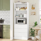 Kitchen Storage Cabinet Bookcase 3 Drawers Open Shelves - N/A