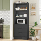 Kitchen Storage Cabinet Bookcase 3 Drawers Open Shelves - N/A
