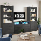 Kitchen Storage Cabinet Bookcase 3 Drawers Open Shelves - N/A