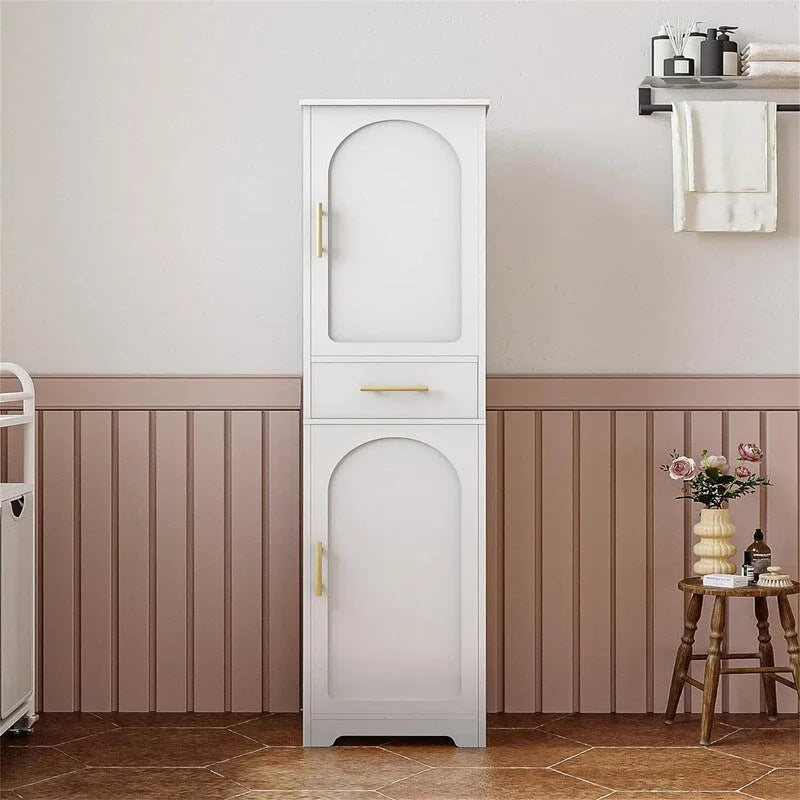 Tall Storage Cabinet Floor Bathroom Cabinet with 2 Doors - 11.81D x 15.75W x 66.93H