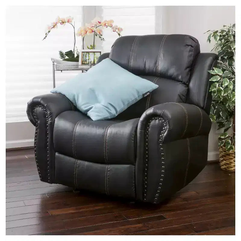 Charlie Faux Leather Glider Recliner Club Chair - Christopher Knight Home: Upholstered, Spot Clean, Wood Frame