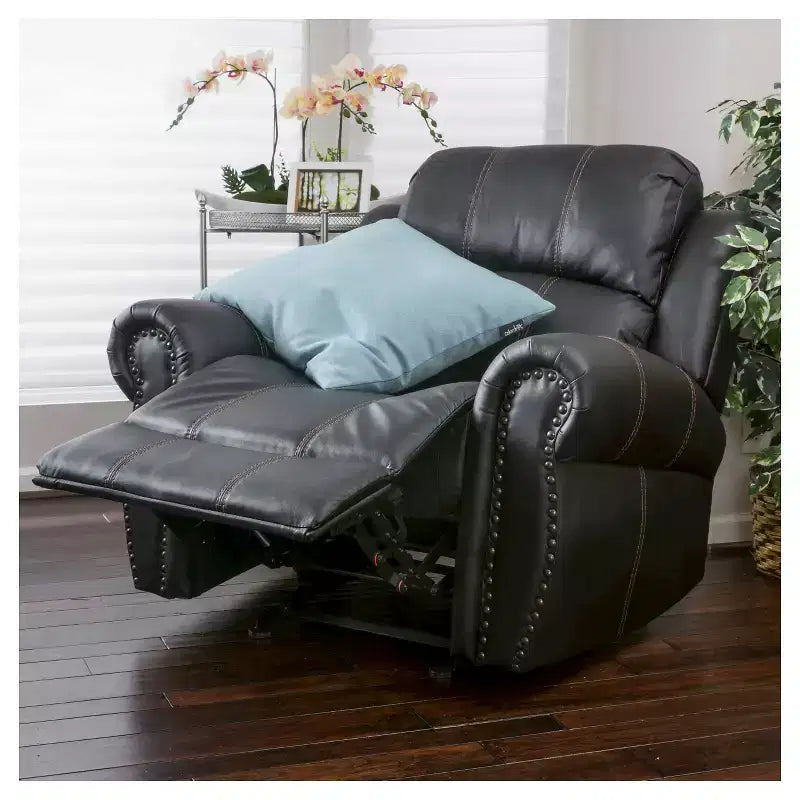 Charlie Faux Leather Glider Recliner Club Chair - Christopher Knight Home: Upholstered, Spot Clean, Wood Frame