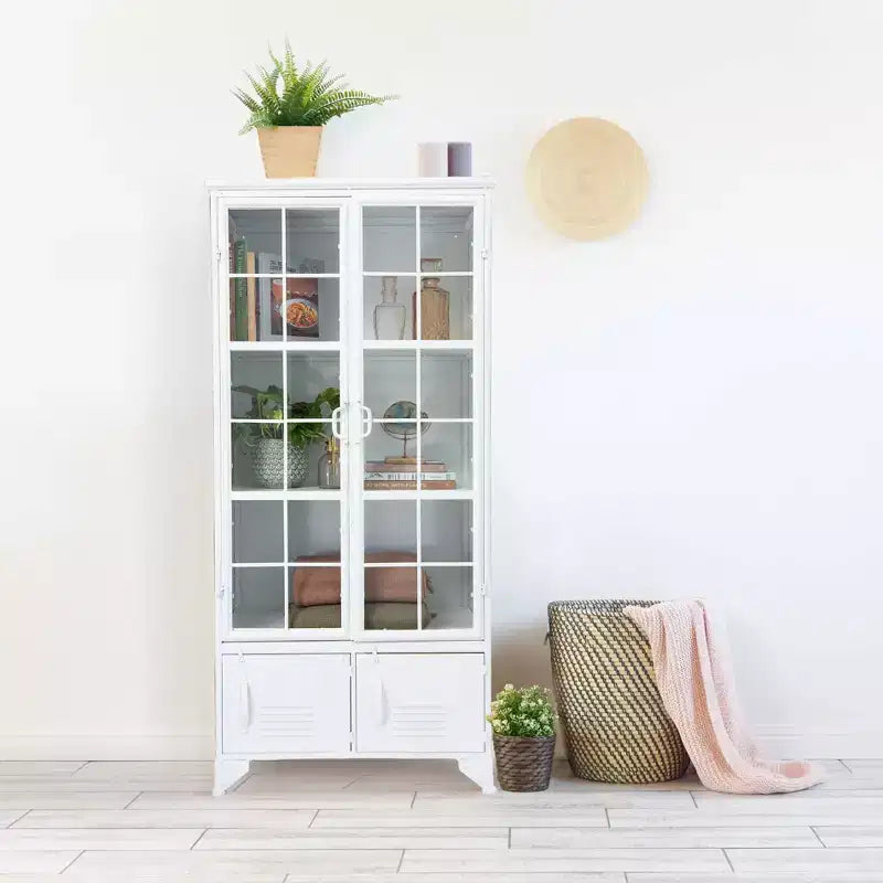 Storied Home 57.5" Tall Decorative Storage Cabinet Fixed Shelves