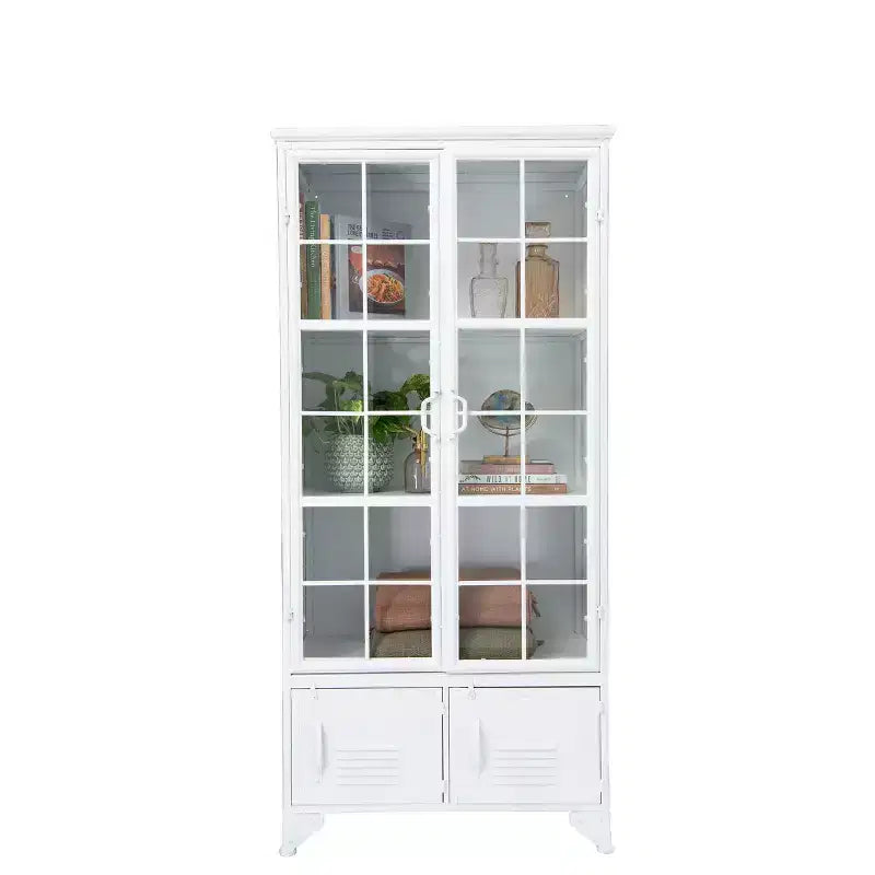 Storied Home 57.5" Tall Decorative Storage Cabinet Fixed Shelves