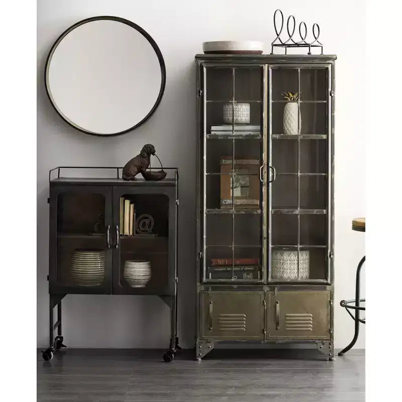 Storied Home 57.5" Tall Decorative Storage Cabinet Fixed Shelves