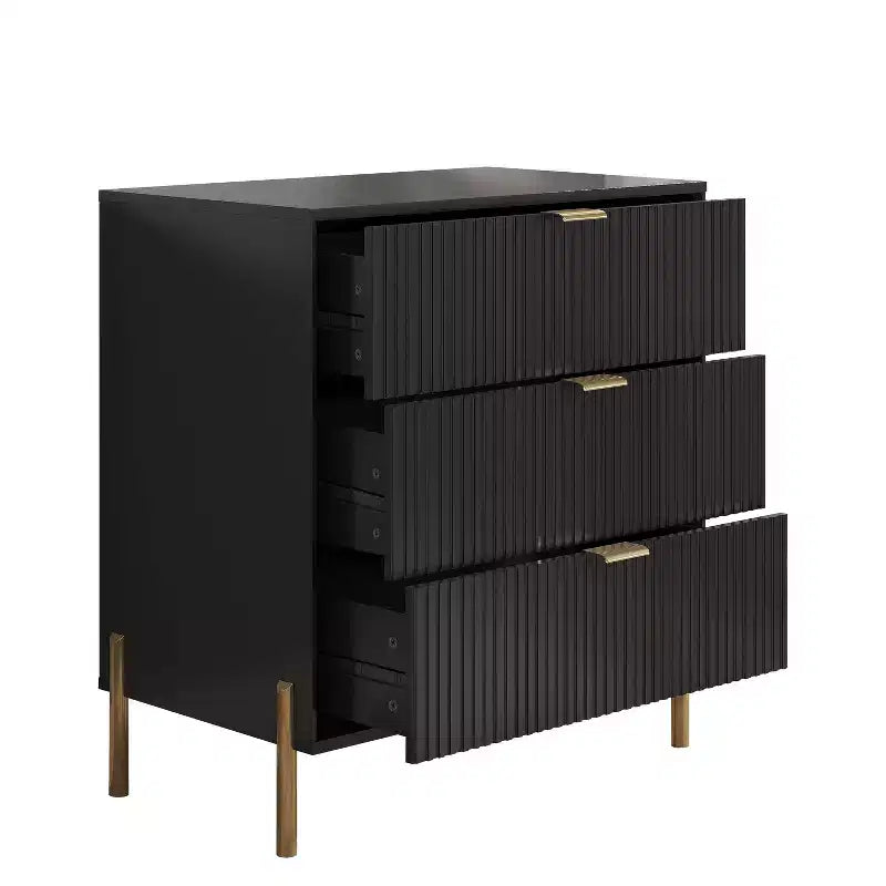 Festivo 3pc Modern Elegance 3 Drawer Nightstands and 5 Drawer Chest Set