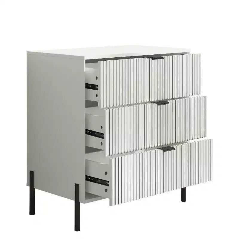 Festivo 3pc Modern Elegance 3 Drawer Nightstands and 5 Drawer Chest Set