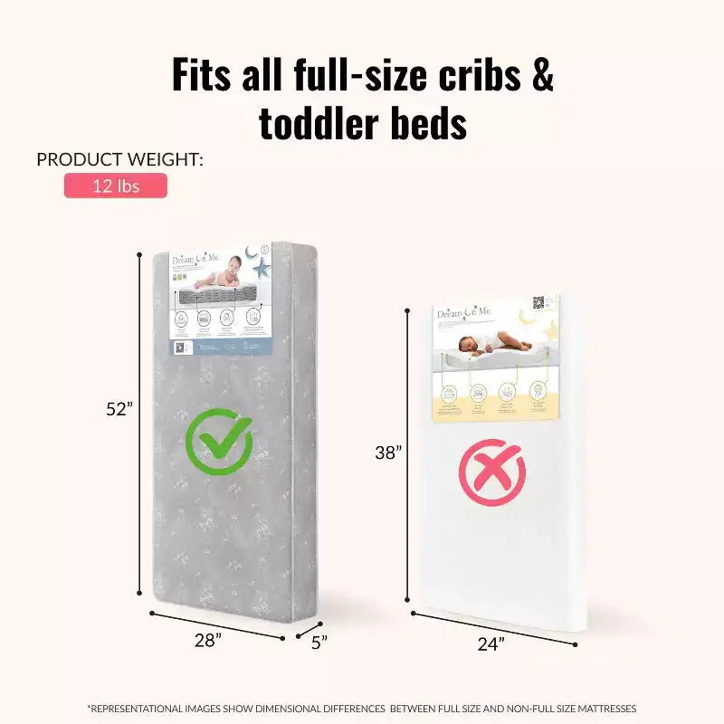 Dream On Me Nap Nest 5 Standard Crib and Toddler Mattress