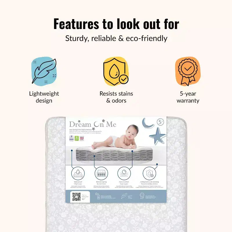 Dream On Me Nap Nest 5 Standard Crib and Toddler Mattress