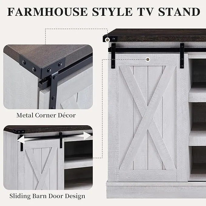Wood Media Console TV Stand Entertainment Center