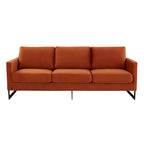 Leisuremod Lincoln 3-Seater Upholstered Velvet Sofa with Black Stainless-Steel Base