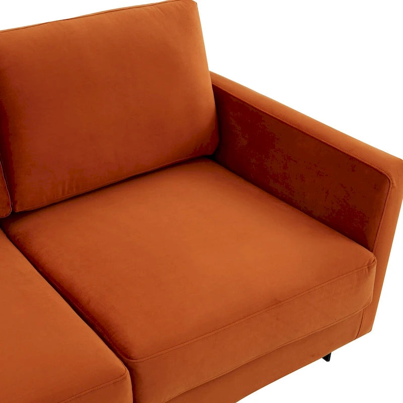 Leisuremod Lincoln 3-Seater Upholstered Velvet Sofa with Black Stainless-Steel Base