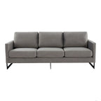Leisuremod Lincoln 3-Seater Upholstered Velvet Sofa with Black Stainless-Steel Base