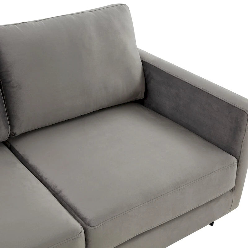 Leisuremod Lincoln 3-Seater Upholstered Velvet Sofa with Black Stainless-Steel Base