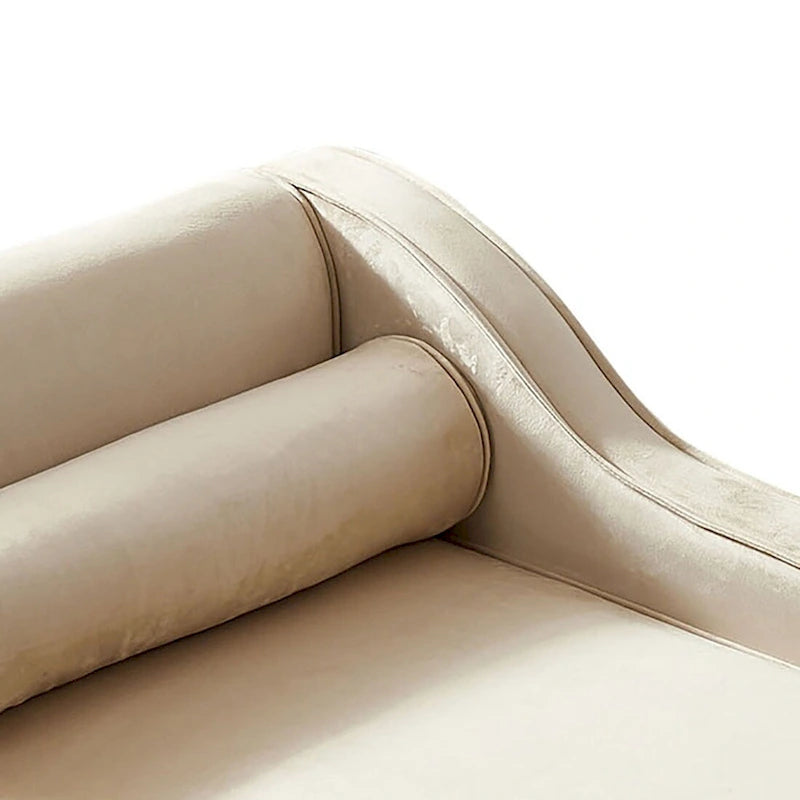 French Elegant Velvet Upholstered Storage Chaise Lounge Chair with a Pillow