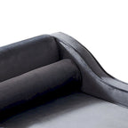 French Elegant Velvet Upholstered Storage Chaise Lounge Chair with a Pillow