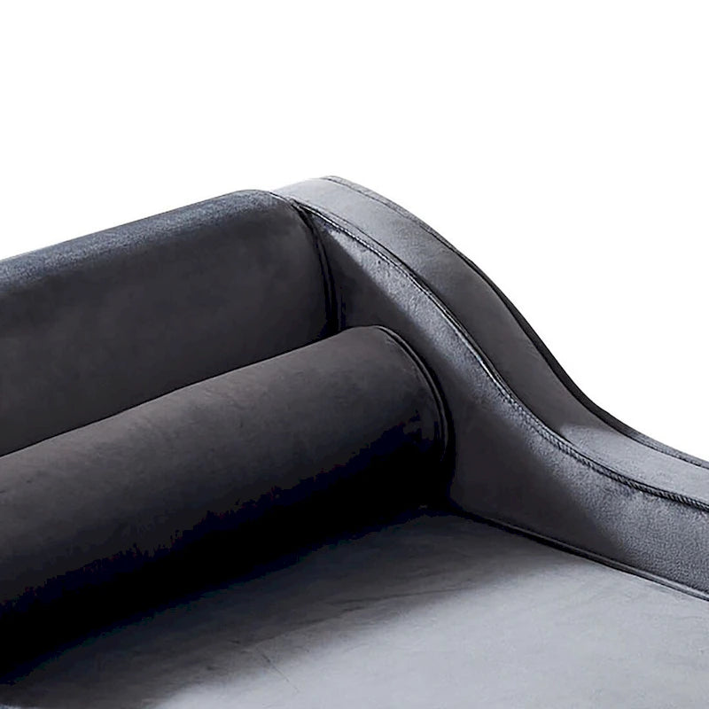French Elegant Velvet Upholstered Storage Chaise Lounge Chair with a Pillow