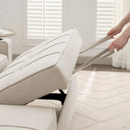 Linen Sleeper Sofa with Push-out Sofa Bed, Extra Storage Space, Phone Holder & USB Charger