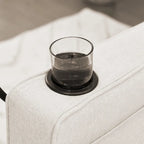 Linen Sleeper Sofa with Push-out Sofa Bed, Extra Storage Space, Phone Holder & USB Charger