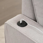 Linen Sleeper Sofa with Push-out Sofa Bed, Extra Storage Space, Phone Holder & USB Charger