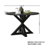 Roundhill Furniture Banff Set da Pranzo Rotondo da 5 Pezzi, Tavolo Rotondo con Base a Croce e 4 Sedie Trapuntate