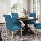 Roundhill Furniture Banff Set da Pranzo Rotondo da 5 Pezzi, Tavolo Rotondo con Base a Croce e 4 Sedie Trapuntate